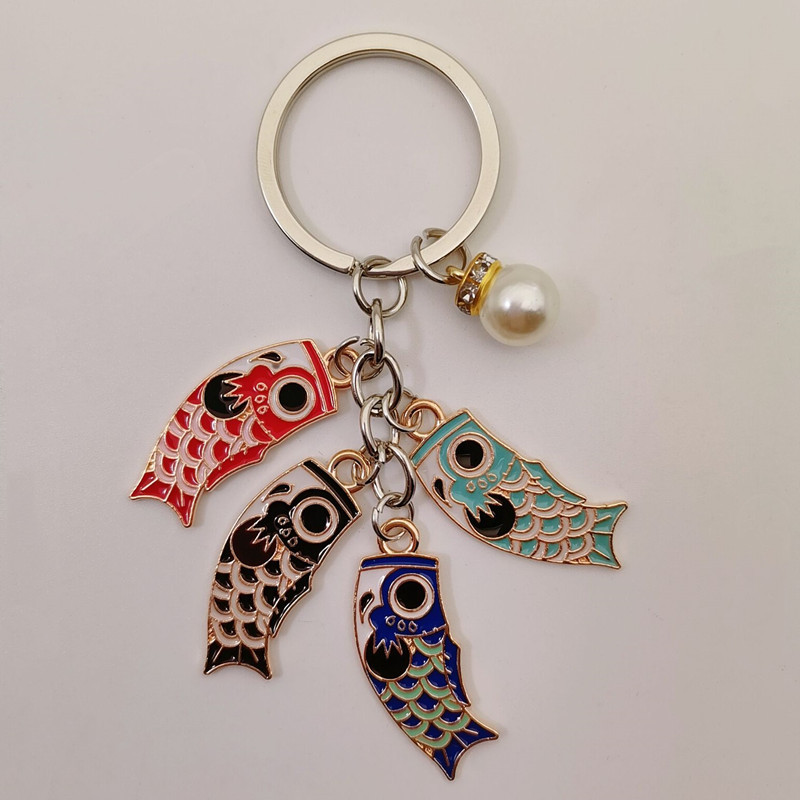 Emailist karpkala Lucky Fish metallist võtmehoidja Punane Sinine Roheline Must Poiss Tüdruk Paari Ripats Kott Auto Võtmerõngas Pael Paela aksessuaar Kingitus