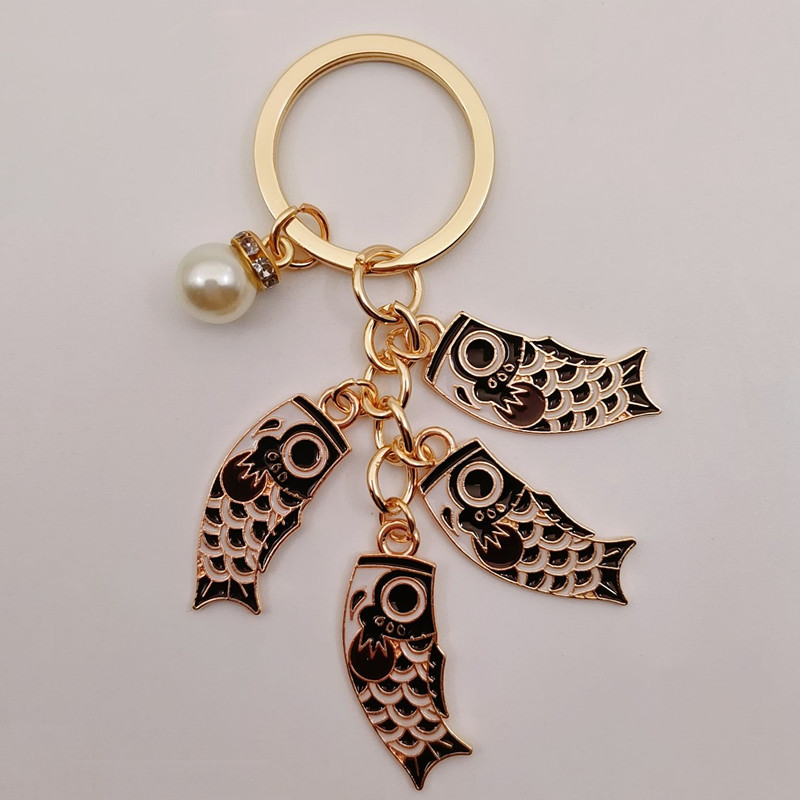 Emailist karpkala Lucky Fish metallist võtmehoidja Punane Sinine Roheline Must Poiss Tüdruk Paari Ripats Kott Auto Võtmerõngas Pael Paela aksessuaar Kingitus