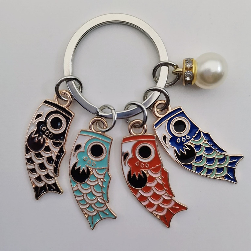 Emailist karpkala Lucky Fish metallist võtmehoidja Punane Sinine Roheline Must Poiss Tüdruk Paari Ripats Kott Auto Võtmerõngas Pael Paela aksessuaar Kingitus