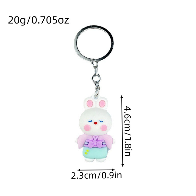 Multikas Valge küüliku võtmehoidja koolivorm küüliku võtmehoidja ripats armas jänku nukukoti ripats