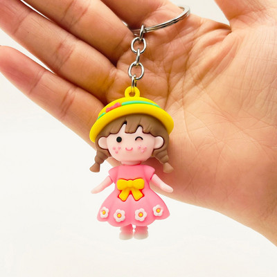 Crtani privjesak za ključeve djevojčice s bogavim licem stereo mekana plastična vrećica privjesak djevojka s pletenom kosom privjesak za ključeve