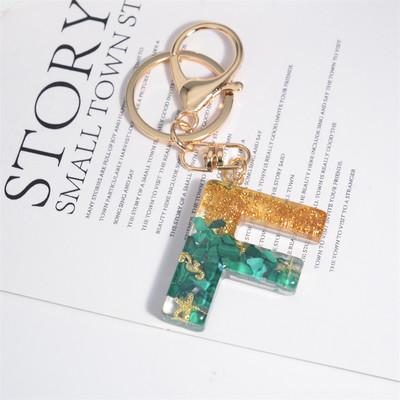 26 inicialai Raktų pakabukas Crystal Drop Klijai Malachitas Raidinis Raktų Pakabukas Moterų Merginų Kūrybinis krepšys Pakabukas „Pasidaryk pats“ Priedai Gimtadienio dovanos