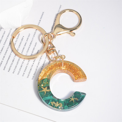 26 inicialai Raktų pakabukas Crystal Drop Klijai Malachitas Raidinis Raktų Pakabukas Moterų Merginų Kūrybinis krepšys Pakabukas „Pasidaryk pats“ Priedai Gimtadienio dovanos