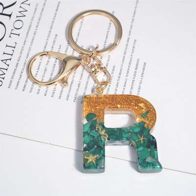 26 inicialai Raktų pakabukas Crystal Drop Klijai Malachitas Raidinis Raktų Pakabukas Moterų Merginų Kūrybinis krepšys Pakabukas „Pasidaryk pats“ Priedai Gimtadienio dovanos