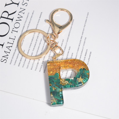 26 inicialai Raktų pakabukas Crystal Drop Klijai Malachitas Raidinis Raktų Pakabukas Moterų Merginų Kūrybinis krepšys Pakabukas „Pasidaryk pats“ Priedai Gimtadienio dovanos