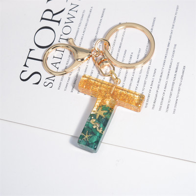 26 inicialai Raktų pakabukas Crystal Drop Klijai Malachitas Raidinis Raktų Pakabukas Moterų Merginų Kūrybinis krepšys Pakabukas „Pasidaryk pats“ Priedai Gimtadienio dovanos