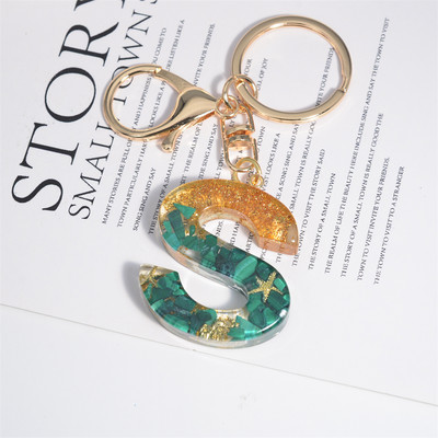 26 inicialai Raktų pakabukas Crystal Drop Klijai Malachitas Raidinis Raktų Pakabukas Moterų Merginų Kūrybinis krepšys Pakabukas „Pasidaryk pats“ Priedai Gimtadienio dovanos