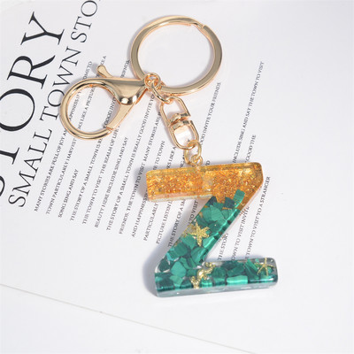 26 inicialai Raktų pakabukas Crystal Drop Klijai Malachitas Raidinis Raktų Pakabukas Moterų Merginų Kūrybinis krepšys Pakabukas „Pasidaryk pats“ Priedai Gimtadienio dovanos