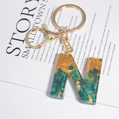 26 inicialai Raktų pakabukas Crystal Drop Klijai Malachitas Raidinis Raktų Pakabukas Moterų Merginų Kūrybinis krepšys Pakabukas „Pasidaryk pats“ Priedai Gimtadienio dovanos