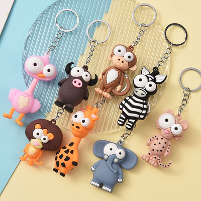 Cute Cartoon Eye Popping Elephant Doll Keychain Animal Key Women Bag Accessories Gifts Pendant Creative Key Chain