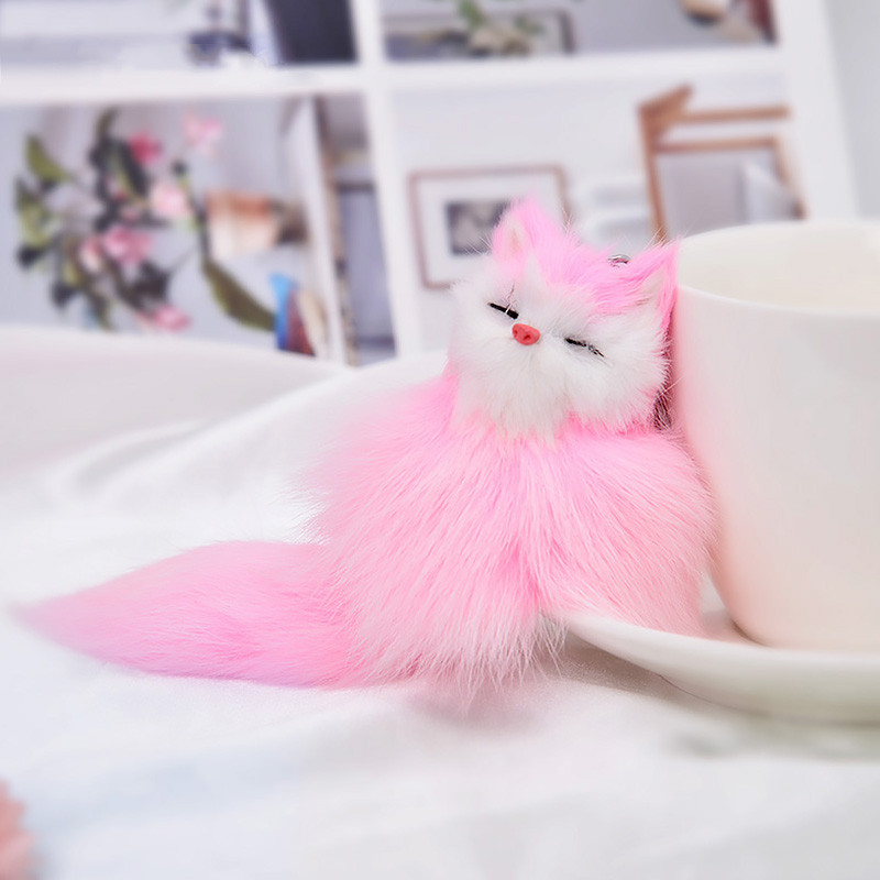 Armas kohev loom multifilm Fox võtmehoidja ripats auto võtmehoidja hoidik kott rahakott Ornament Decor Naiste ehted võlu pompom võtmehoidja