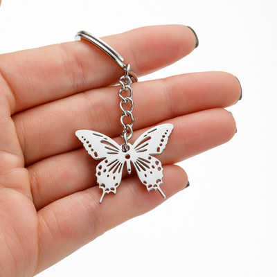 Κρεμαστό μπρελόκ Jisensp από ανοξείδωτο ατσάλι χαριτωμένο γούρι σε σειρά ζώων Κρεμαστό μπρελόκ Πεταλούδα Κουνέλι γάτα Μπρελόκ Αξεσουάρ μπρελόκ Δώρο