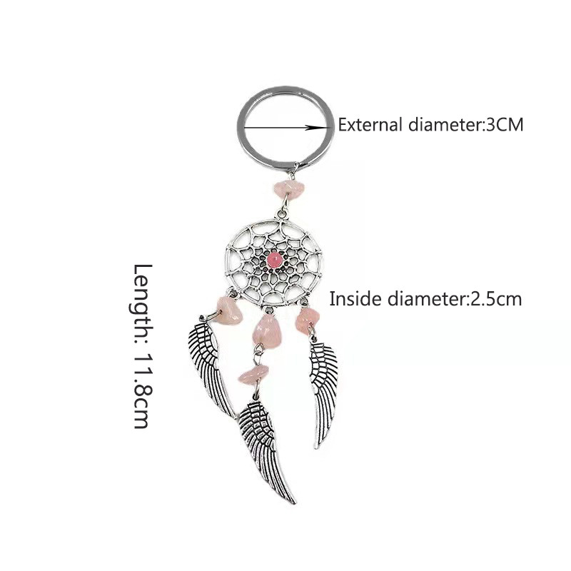 Hõbedane unenäopüüdja võtmehoidja, värviline looduslikust kivist tiibtups, käsitööna valmistatud ripats, naiste meeste kottide kaunistused, õnnelikud kingitused