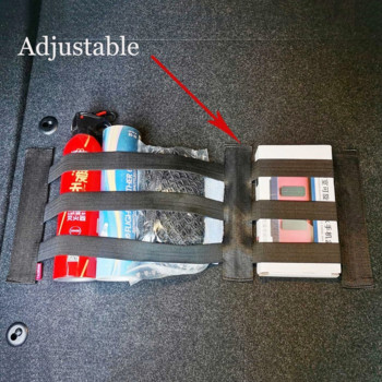 Регулируем багажник на кола Еластични фиксирани ремъци Резервоар за пожарогасител Съхранение за отломки Фиксиращи ленти за колан Авто вътрешен органайзер Аксесоари