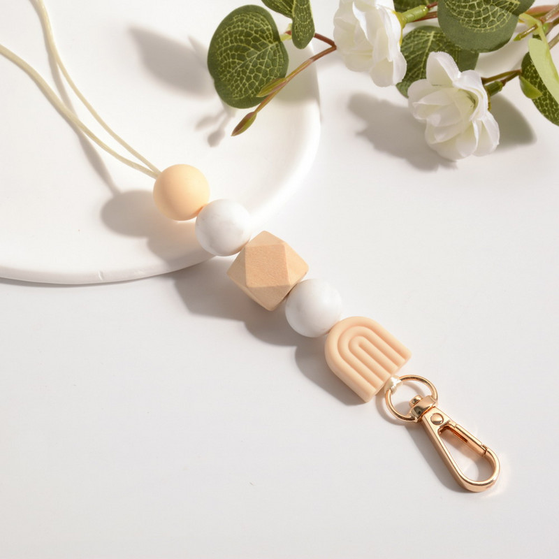Κολιέ με μπρελόκ με χάντρες Rainbow Silicone Bead Lanyard Keys ID Badge Νοσοκόμα Δάσκαλος Φοιτητής Δώρο Νέο σχέδιο