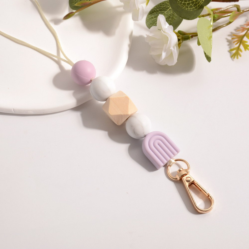 Κολιέ με μπρελόκ με χάντρες Rainbow Silicone Bead Lanyard Keys ID Badge Νοσοκόμα Δάσκαλος Φοιτητής Δώρο Νέο σχέδιο