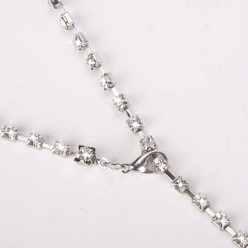 Модни дамски сребърни блестящи кристални кристали с двойни предни и задни вериги за тяло за жени Модни бижута Бижута за тяло