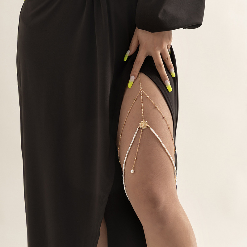 Seksikas ranna imitatsiooniga pärli kehakett Lihtne Stretch Star Rhinestone`i tuti reiekett Naistele Naiste ehted Aksessuaarid