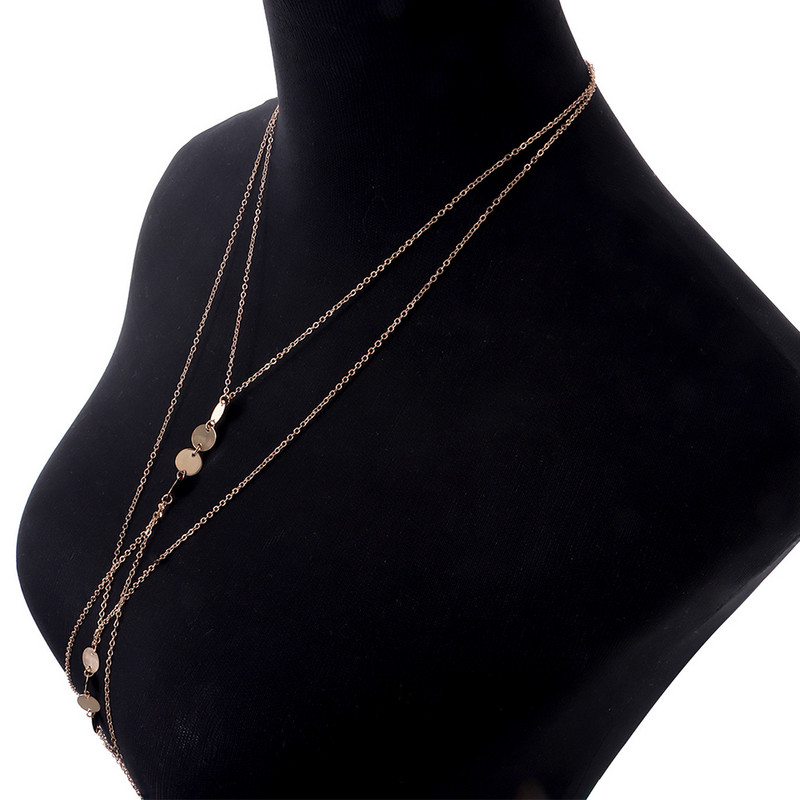 Modni bikini, jednostavni okrugli lanac sa šljokicama i privjeskom za plažu, seksi lančić od legure za plažu, ženski ženski nakit