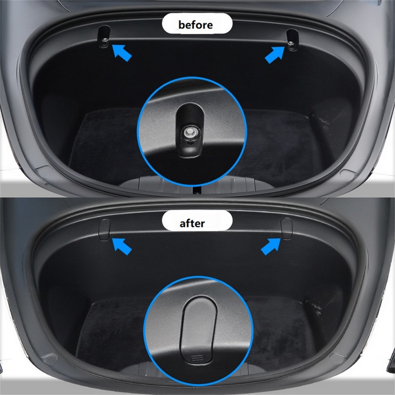 2 τμχ Άγκιστρο μπροστινού πορτμπαγκάζ αυτοκινήτου για Tesla Model 3 2017-2020 Εγκατάσταση κλιπ εξαγωγής Γάντζος ανταλλακτικού κιβωτίου αυτοκινήτου ABS Auto εσωτερικό αξεσουάρ