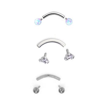 1 τεμ 1,2x8x3mm 5 στυλ Καμπύλες μπάρα Τρύπημα φρυδιών Opal tragus Bar Body Jewelry από ανοξείδωτο ατσάλι Helix piercing δαχτυλίδι