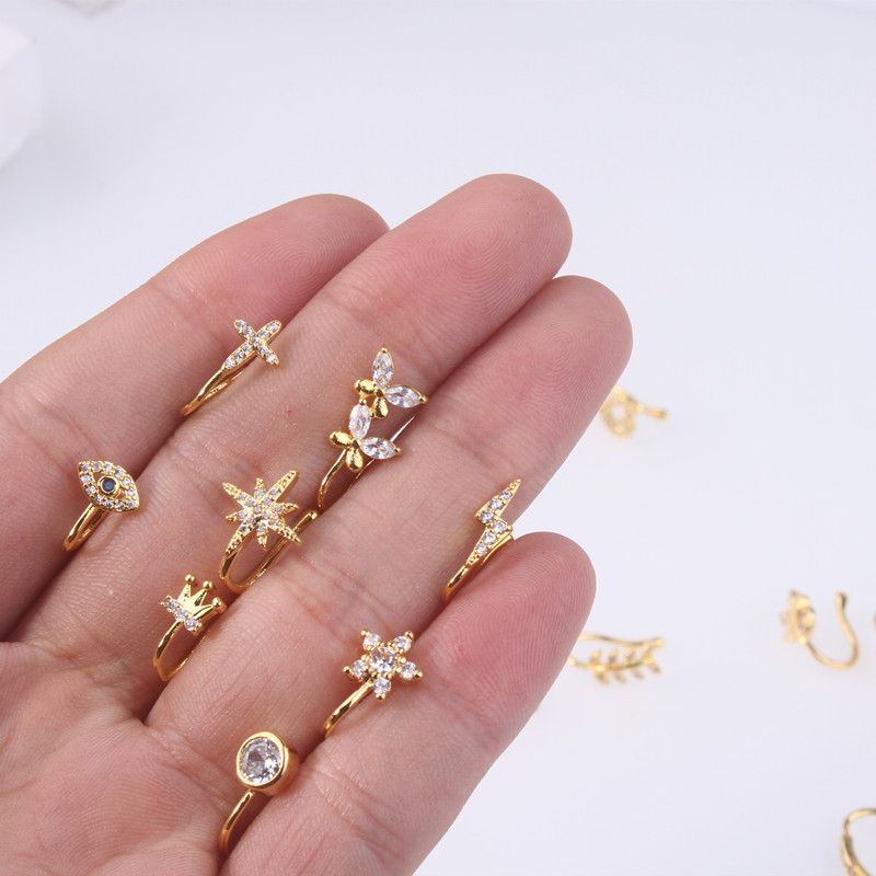 Ψεύτικοι κρίκοι μύτης για γυναίκες Αφρικανική μανσέτα μύτης χωρίς τρύπημα για έφηβους ψησταριά Μικρό κλιπ στη μύτη Δαχτυλίδι σετ Fake Nose Piercing Ring