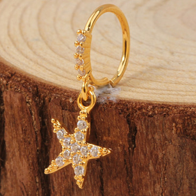 Δαχτυλίδι μύτης για γυναίκες CZ Σταυρός κρεμαστός κρεμαστός κρίκος μύτης κρίκος 18 καρατίων επιχρυσωμένο σκουλαρίκι μύτης διάτρησης χόνδρου