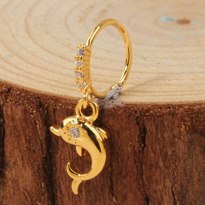 Δαχτυλίδι μύτης για γυναίκες CZ Σταυρός κρεμαστός κρεμαστός κρίκος μύτης κρίκος 18 καρατίων επιχρυσωμένο σκουλαρίκι μύτης διάτρησης χόνδρου