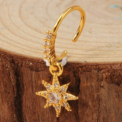 Δαχτυλίδι μύτης για γυναίκες CZ Σταυρός κρεμαστός κρεμαστός κρίκος μύτης κρίκος 18 καρατίων επιχρυσωμένο σκουλαρίκι μύτης διάτρησης χόνδρου
