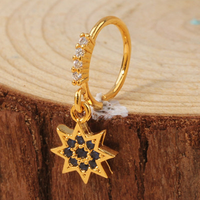 Δαχτυλίδι μύτης για γυναίκες CZ Σταυρός κρεμαστός κρεμαστός κρίκος μύτης κρίκος 18 καρατίων επιχρυσωμένο σκουλαρίκι μύτης διάτρησης χόνδρου