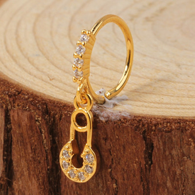 Δαχτυλίδι μύτης για γυναίκες CZ Σταυρός κρεμαστός κρεμαστός κρίκος μύτης κρίκος 18 καρατίων επιχρυσωμένο σκουλαρίκι μύτης διάτρησης χόνδρου