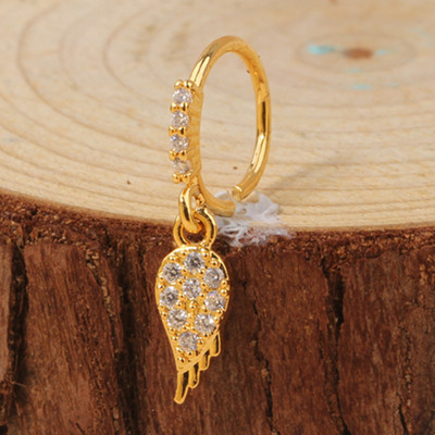 Δαχτυλίδι μύτης για γυναίκες CZ Σταυρός κρεμαστός κρεμαστός κρίκος μύτης κρίκος 18 καρατίων επιχρυσωμένο σκουλαρίκι μύτης διάτρησης χόνδρου