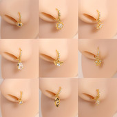 Κρεμαστά δαχτυλίδια μύτης Κρίκοι για γυναίκες Devil's Eye Heart Cross CZ Dangle Nose Rings Σκουλαρίκια χόνδρου Κρεμασμένα κοσμήματα για διάτρηση μύτης