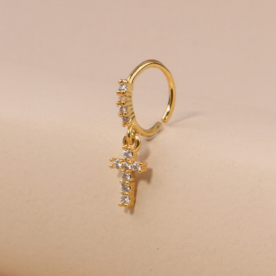 Κρεμαστά δαχτυλίδια μύτης Κρίκοι για γυναίκες Devil's Eye Heart Cross CZ Dangle Nose Rings Σκουλαρίκια χόνδρου Κρεμασμένα κοσμήματα για διάτρηση μύτης