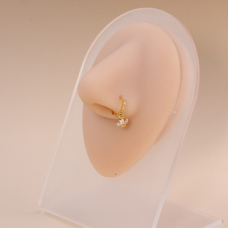 Κρεμαστά δαχτυλίδια μύτης Κρίκοι για γυναίκες Devil's Eye Heart Cross CZ Dangle Nose Rings Σκουλαρίκια χόνδρου Κρεμασμένα κοσμήματα για διάτρηση μύτης