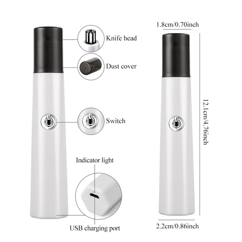 CkeyiN Mini Ηλεκτρική ξυριστική μηχανή 2 σε 1 Αυτιά κουρευτική μύτη Ισχυρή κουρευτική για γένια Ανδρικό ξυραφάκι με πλενόμενη κεφαλή από ανοξείδωτο χάλυβα