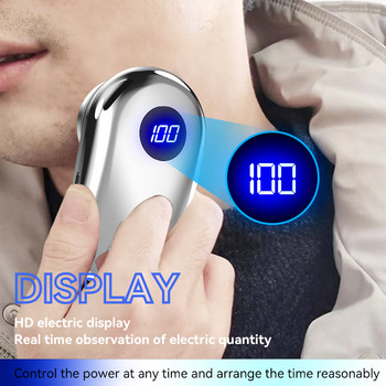 Мини електрическа самобръсначка с атмосферна лампа LED дисплей за мъже Преносими безболезнени безжични ножове за пътуване, лице, брада, бръснач, тример