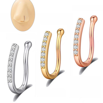 Ψεύτικο δαχτυλίδι μύτης CZ Αφρικανικές μανσέτες μύτης Χρυσό ψεύτικο διάφραγμα δαχτυλίδια μύτης Κλιπ στη μύτη Κοσμήματα για γυναικεία μη τρυπημένα κοσμήματα σκουλαρίκια