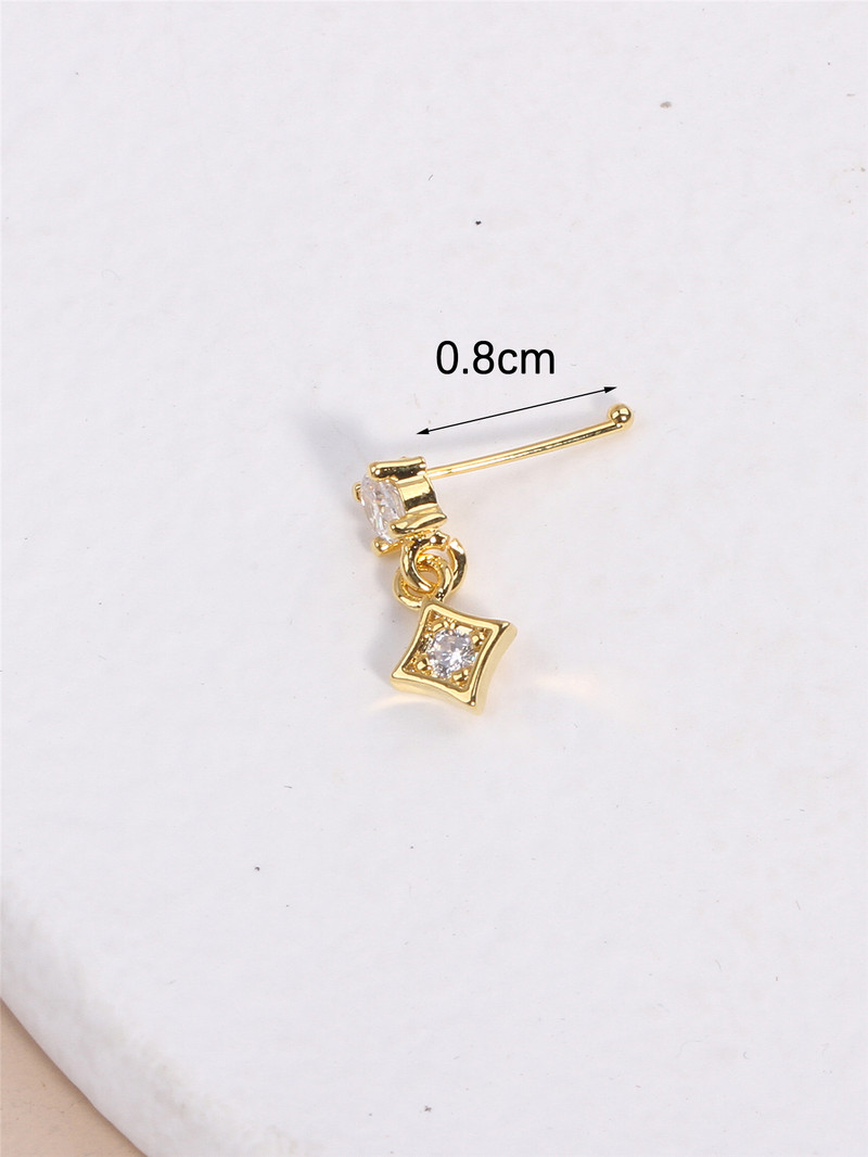 Zlatni privjesak prsten za nos za žene Nakit igla za piercing Hipoalergenski viseći klin za nos Kristalni cirkon Vijak za nos Kost