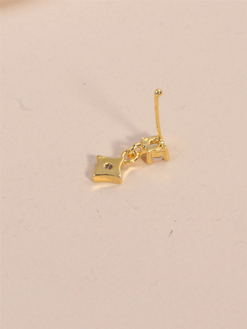 Zlatni privjesak prsten za nos za žene Nakit igla za piercing Hipoalergenski viseći klin za nos Kristalni cirkon Vijak za nos Kost