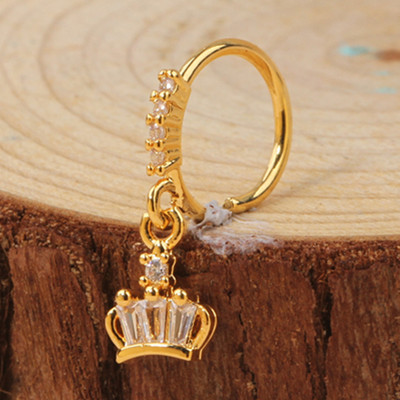 Karike za nos za žene CZ Crown privjesak Karike za nos 18K pozlaćeni piercing za nos Piercing za hrskavicu naušnice