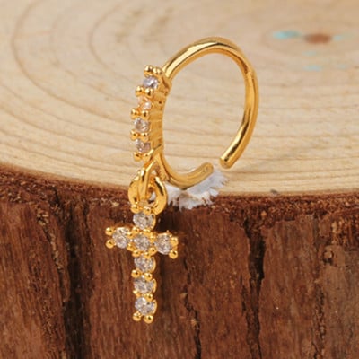 Karike za nos za žene CZ Crown privjesak Karike za nos 18K pozlaćeni piercing za nos Piercing za hrskavicu naušnice