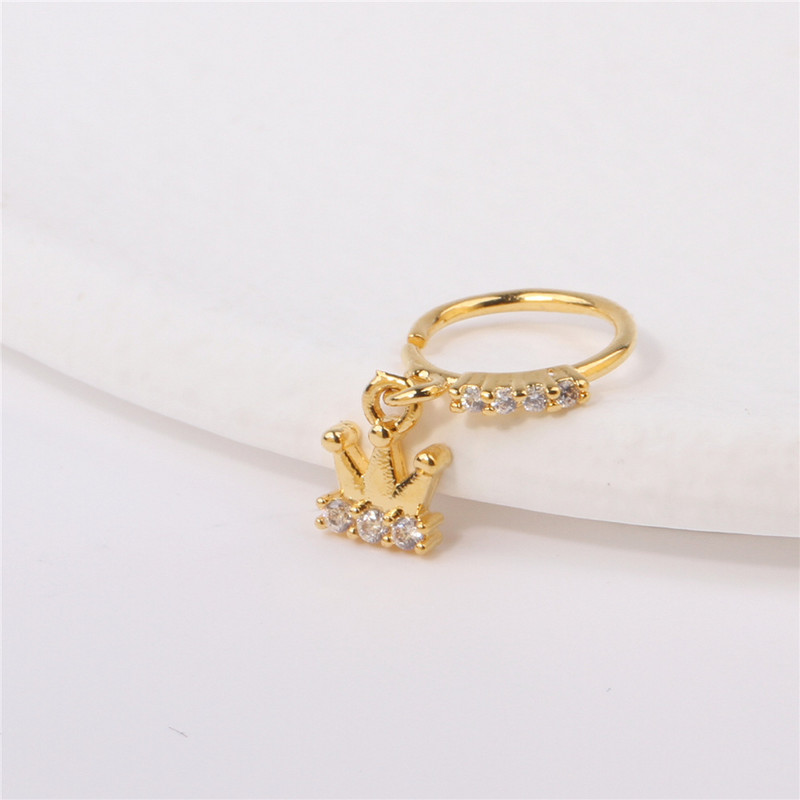 Karike za nos za žene CZ Crown privjesak Karike za nos 18K pozlaćeni piercing za nos Piercing za hrskavicu naušnice