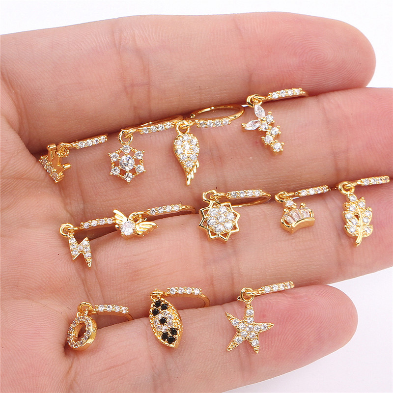 Karike za nos za žene CZ Crown privjesak Karike za nos 18K pozlaćeni piercing za nos Piercing za hrskavicu naušnice