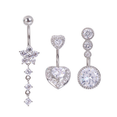 1 db acél köldök gyűrűk kristály piercing köldök szív stílus köldök piercing fülbevaló has piercing szexi test ékszer Ombligo