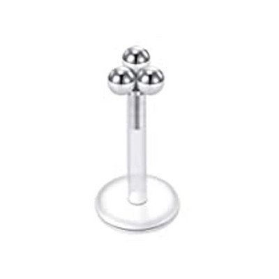 1vnt Bioplast Lankstus 16G 6-10mm įstumiamas Labret lūpų segtukas su prispaudžiamu plieniniu cirkonio ausų kremzlės Tragus auskarų vėrimu kūno papuošalai