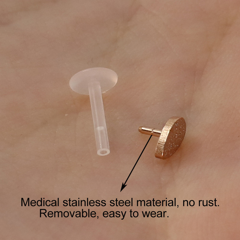 1vnt Bioplast Lankstus 16G 6-10mm įstumiamas Labret lūpų segtukas su prispaudžiamu plieniniu cirkonio ausų kremzlės Tragus auskarų vėrimu kūno papuošalai