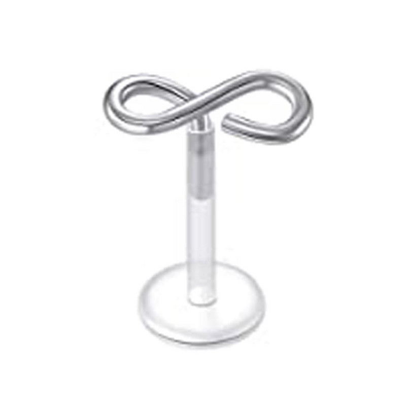 1vnt Bioplast Lankstus 16G 6-10mm įstumiamas Labret lūpų segtukas su prispaudžiamu plieniniu cirkonio ausų kremzlės Tragus auskarų vėrimu kūno papuošalai