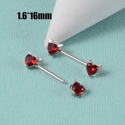 CHUANCI 1 ζεύγος χειρουργικό ατσάλι σε σχήμα καρδιάς Δαχτυλίδι θηλής με μπάρα Δαχτυλίδι θηλή Δαχτυλίδι για διάτρηση σώματος κοσμήματα 14G