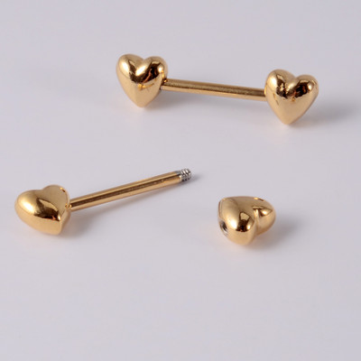 CHUANCI 1 ζεύγος χειρουργικό ατσάλι σε σχήμα καρδιάς Δαχτυλίδι θηλής με μπάρα Δαχτυλίδι θηλή Δαχτυλίδι για διάτρηση σώματος κοσμήματα 14G